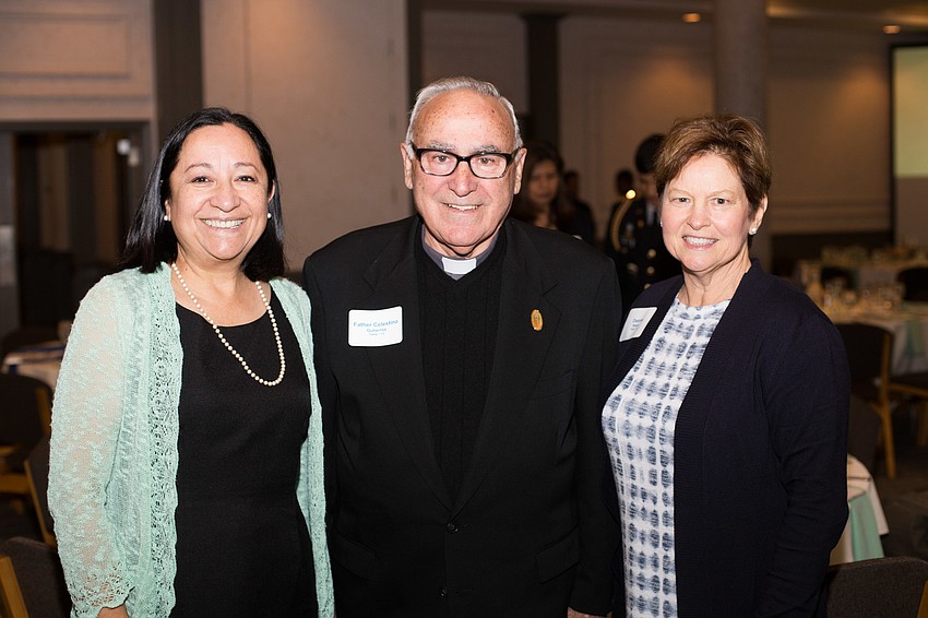 Honoree Luz Corcuera, Father Celestino Gutierrez and Deanne Bauer