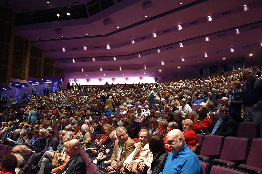 A large crowd gathered at the Van Wezel Performing Arts Hall to hear Shaquille O'Neal speak Jan. 16.