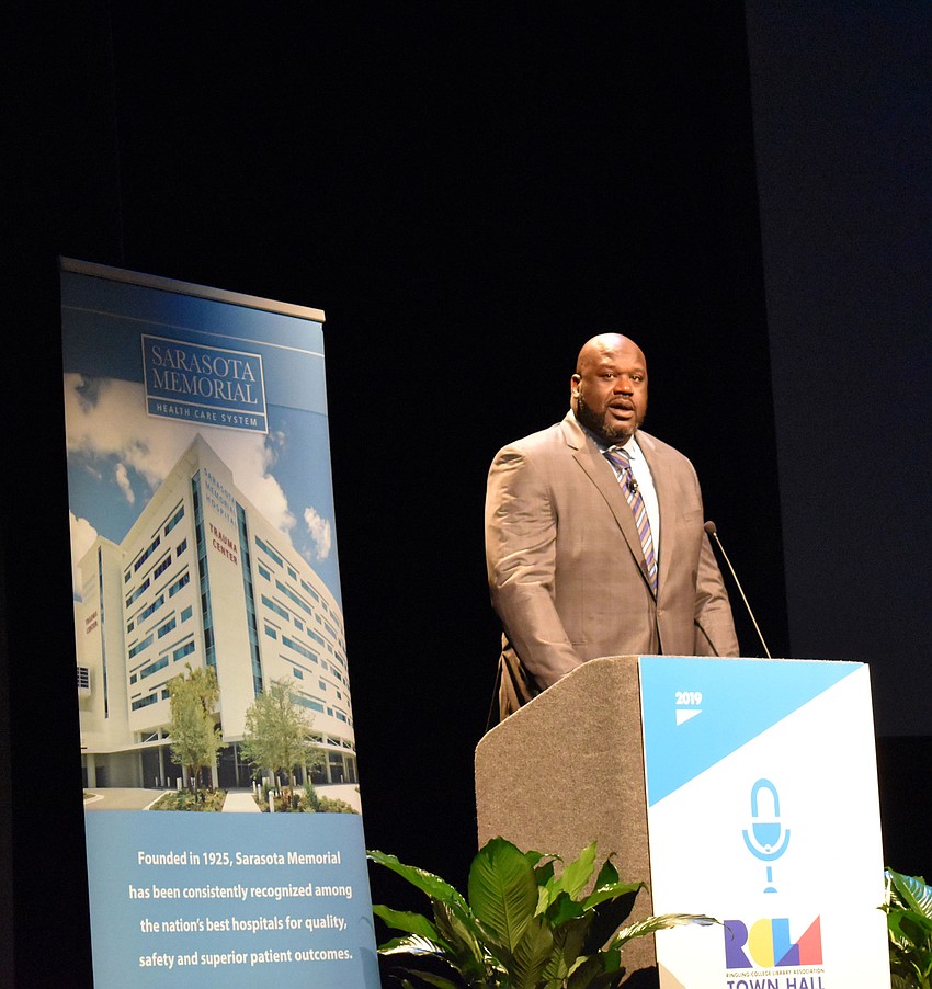 Shaquille O'Neal spoke at Van Wezel Performing Arts Hall Jan. 16.