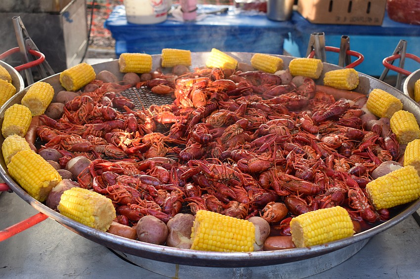 There is a variety of seafood at the festival.