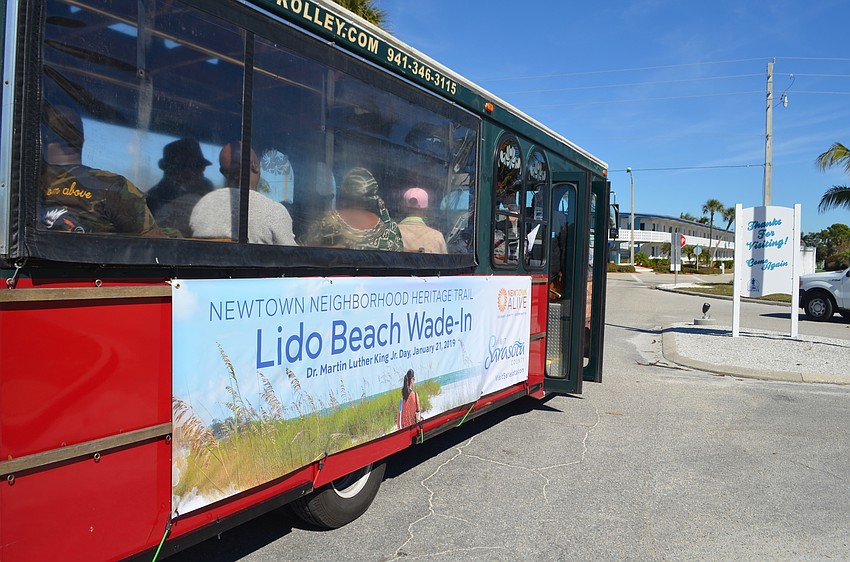 The attendees traveled by trolley from the Robert L. Taylor Community Complex in Newtown to Lido Beach, a nod to the original beach caravans.
