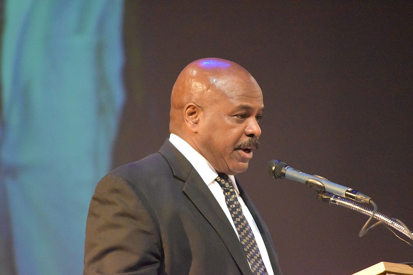 Reverend Charles McKenzie reenacts MLK's speeches.