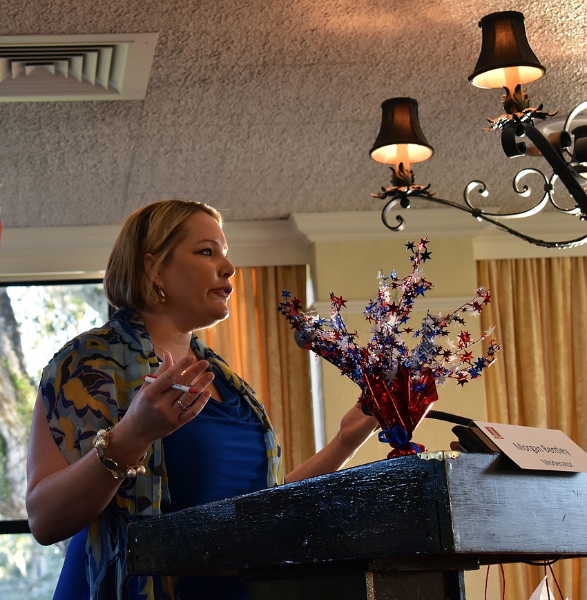 Sarasota Junior League President Amy Sankes addresses the crowd.
