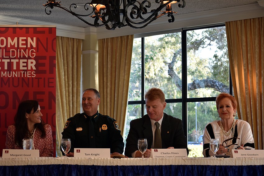 State Rep. Margaret Good, Sarasota County Sheriff Tom Knight, Chair of Sarasota County Commission Charles Hines and Sarasota County School Board Chairwoman Jane Goodwin.