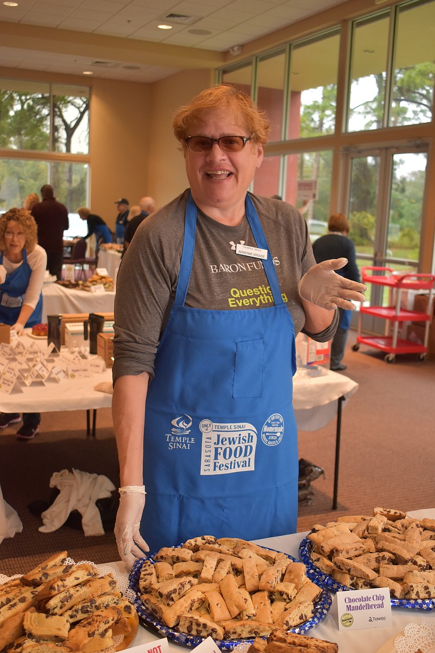 Adrienne Krouse points out some of her favorite goods for sale.