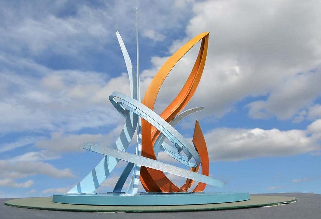 Artist Jeffrey Laramore designed the sculpture "Jumping Fish" to be placed at the Palm Avenue-Cocoanut Avenue roundabout.