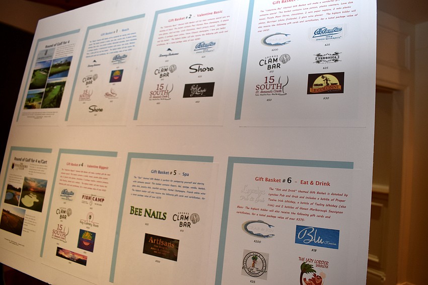 Live and silent auction gift baskets ranged from spa days to Valentine’s Day dates.