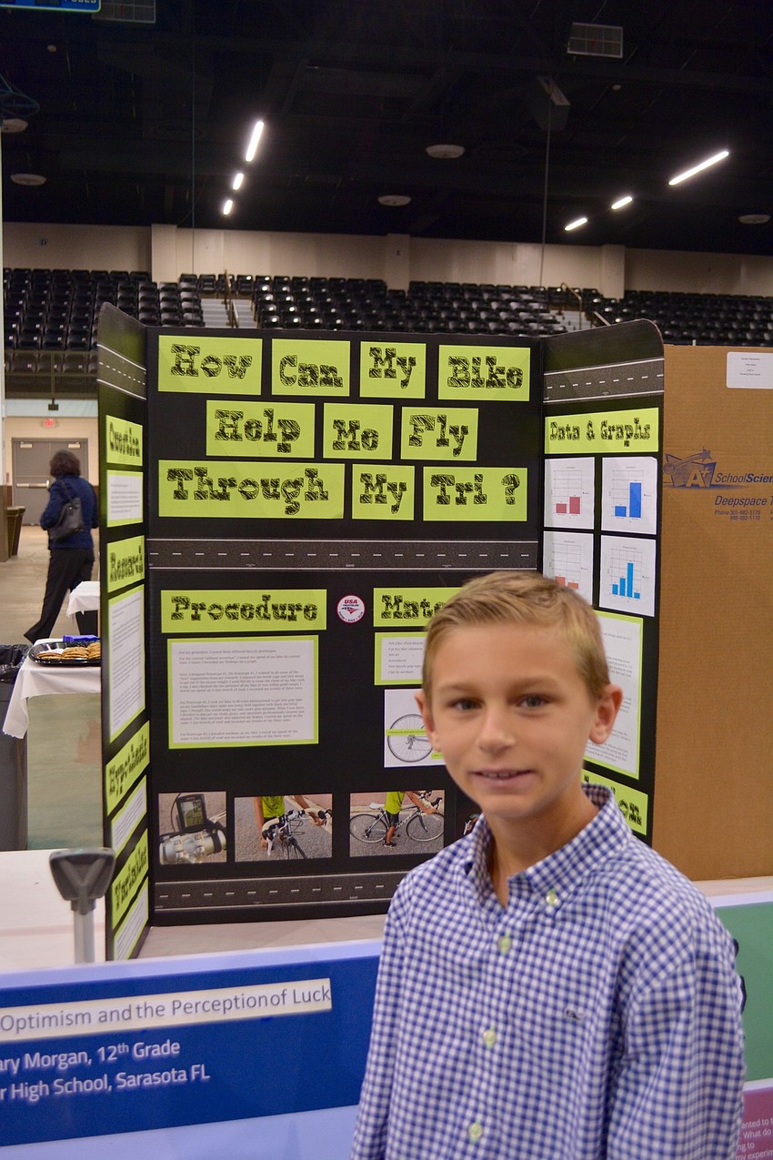 Fourth grade student Reece Lanum, who attends Garden Elementary and competes in triathlons, did his project on 