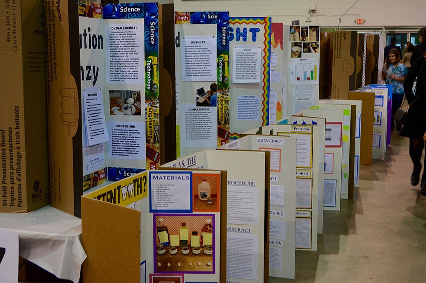 The Robard Arena was lined with rows upon rows of student STEM Fair projects on the evening of Jan. 31.
