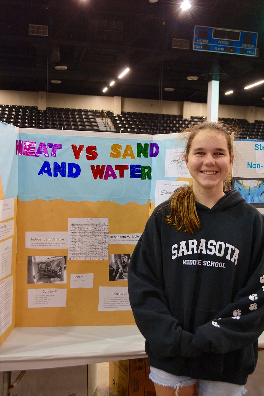 Kate Landry, a fifth grade student from Lakeview Elementary, comleted her STEM Fair project on where people are less likely to get sunburned on the beach.