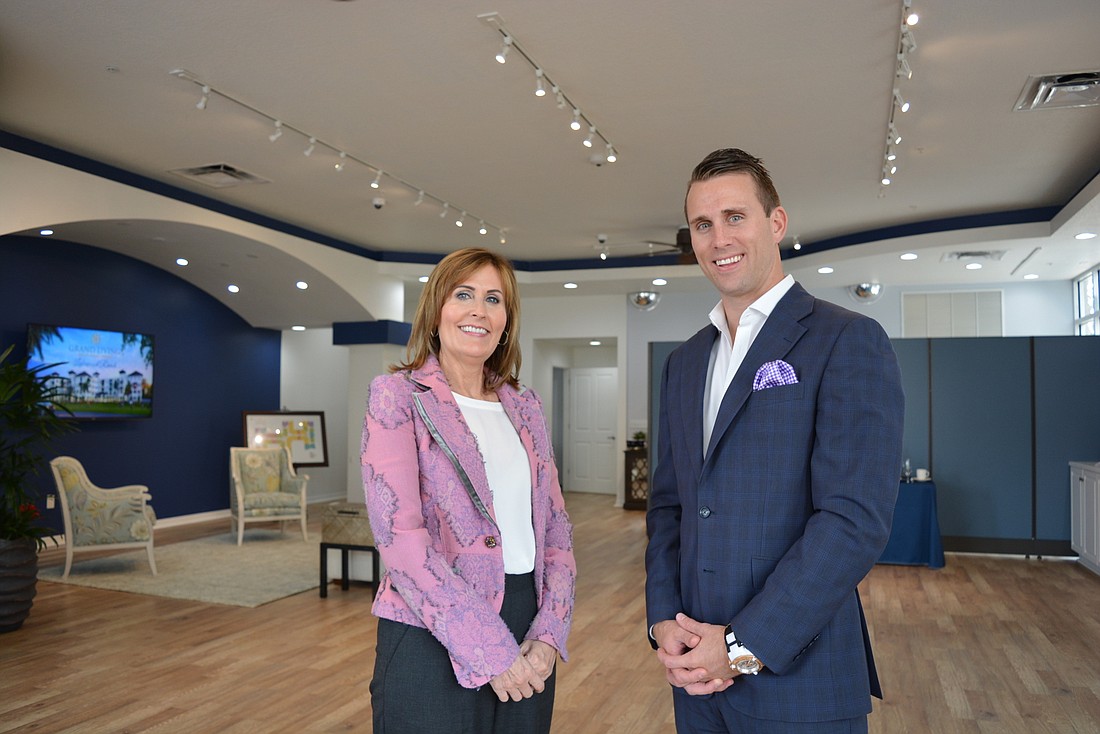 Grand Living at Lakewood Ranch Executive Director Michele Orlando and sales and marketing lead Nick McLaughlin are excited to be able to show guests more about the future Grand Living community.