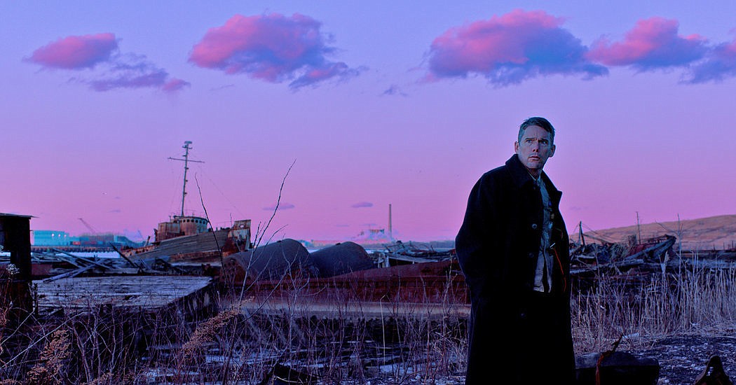 Ethan Hawke in "First Reformed." Photo source: Kanopy.