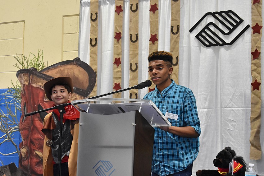 Emcees Alejandro Horn and Rickey Tedesco (the 2018 Youth of the Year for Sarasota County who went on to win 2018 Florida Youth of the Year) welcome guests.