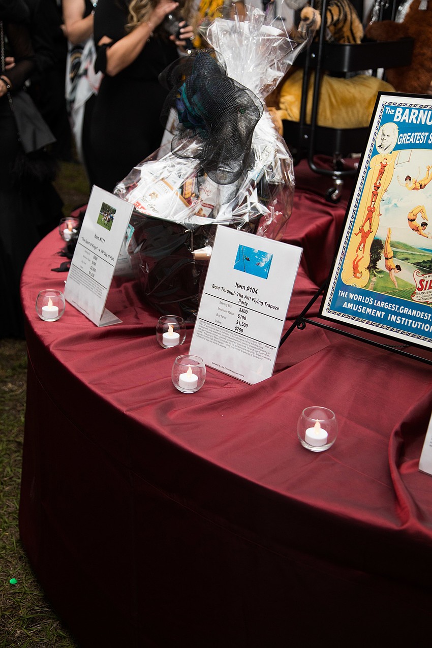 A live auction was set up inside the cocktail hour tent.