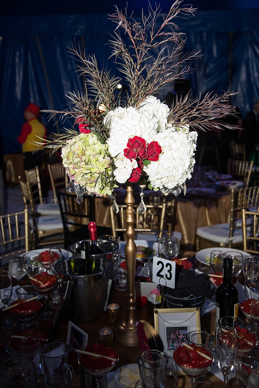 Each table had a different sized centerpiece.