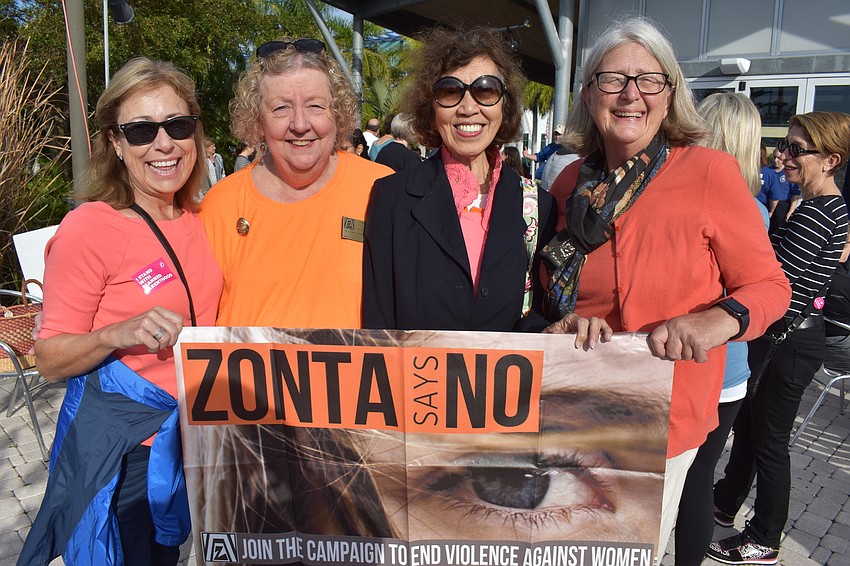 Zonta International's Holly Lutz, Lynn Schneider, Caring Santos and Sandra Miller