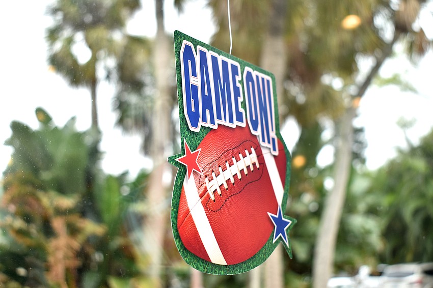 Football themed decorations were placed throughout the fellowship hall.