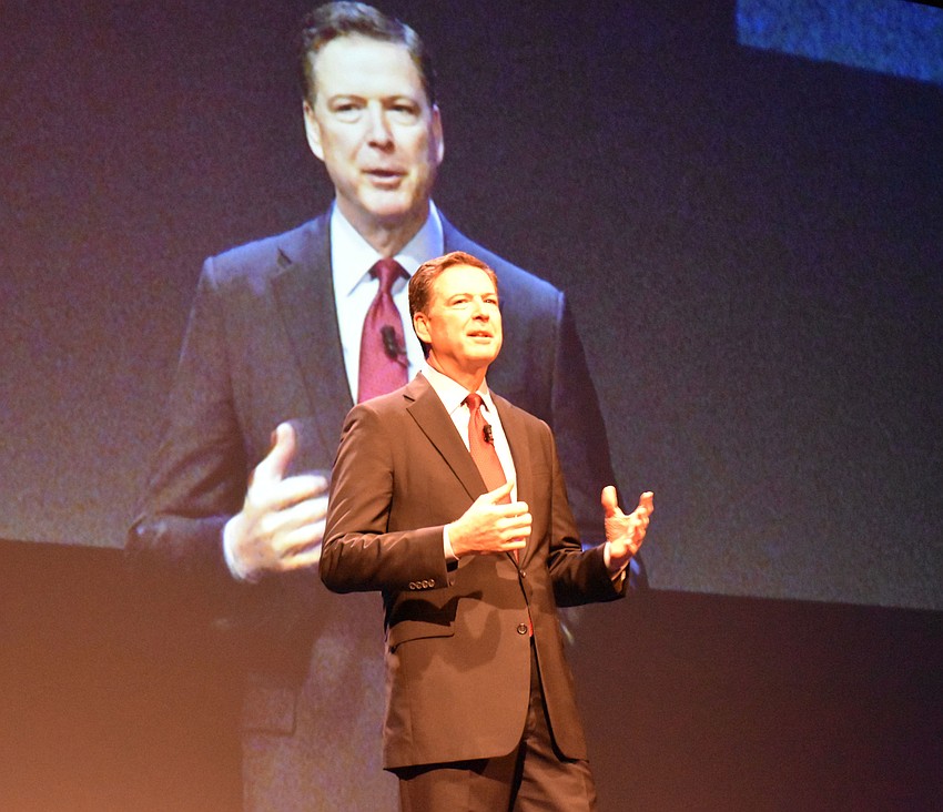 James Comey talks about leadership at the Van Wezel Performing Arts Hall.