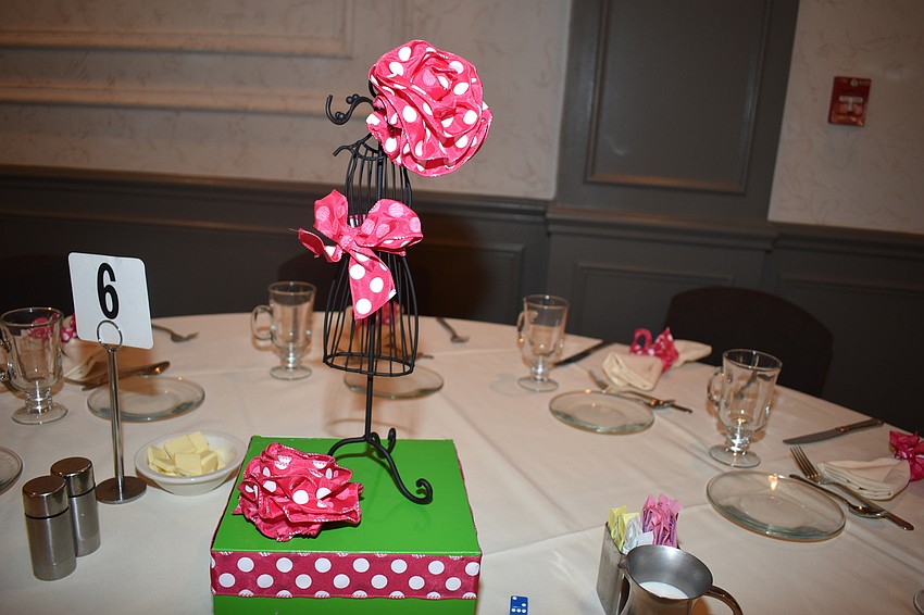 The centerpieces were handmade by the fashion show committee.