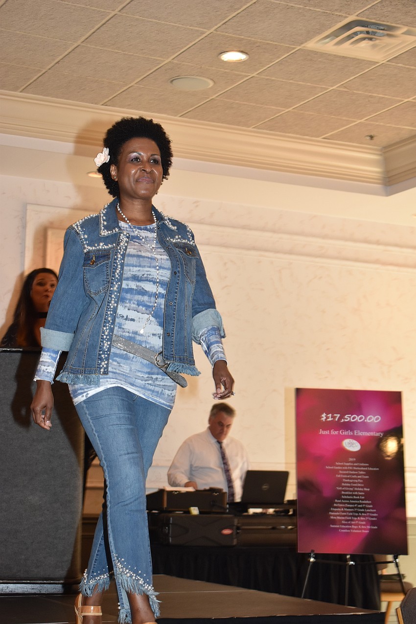 Lucy Reall shows off a double denim look.