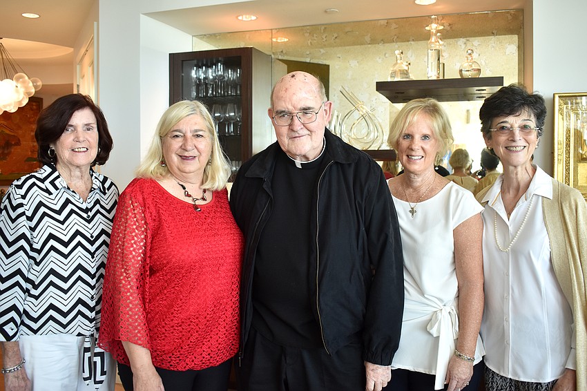 Pat McGouran, Ginny Akhoury, Monsignor Gerry Finnegan, Sue DiNatale and Paula Sharp