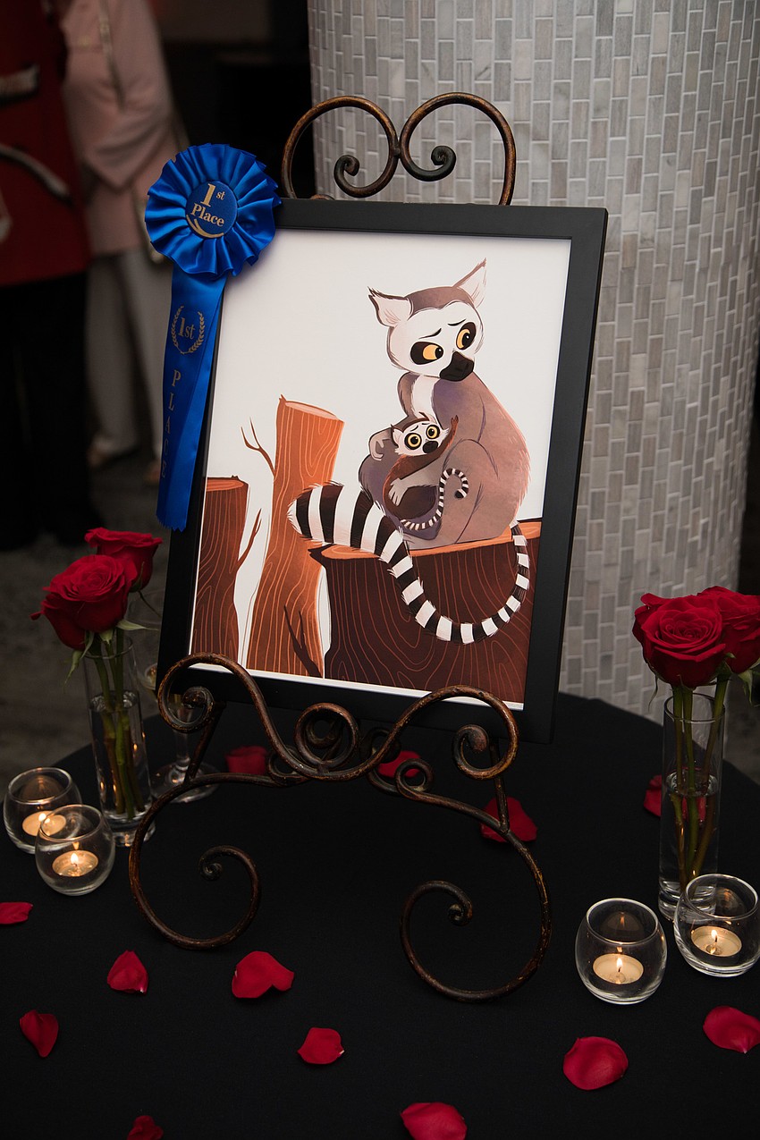 This lemur painting by Tara Lei Norton won first place. at the World Lemur Festival.