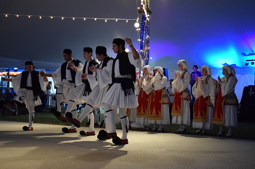 It's time for the male Greek dancers to perform traditional dances.