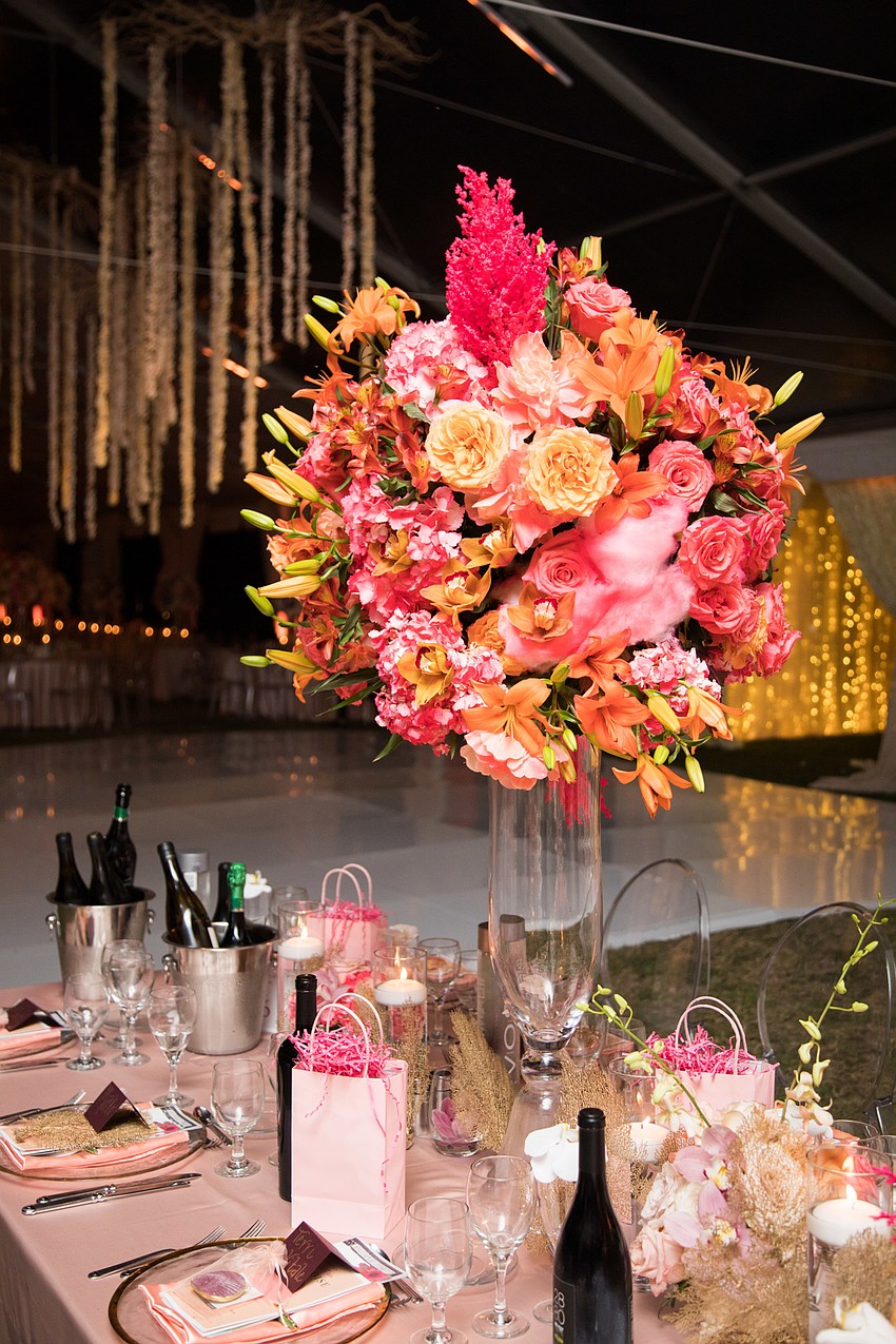 The flowers ranged from light to dark to mimic a sunset.