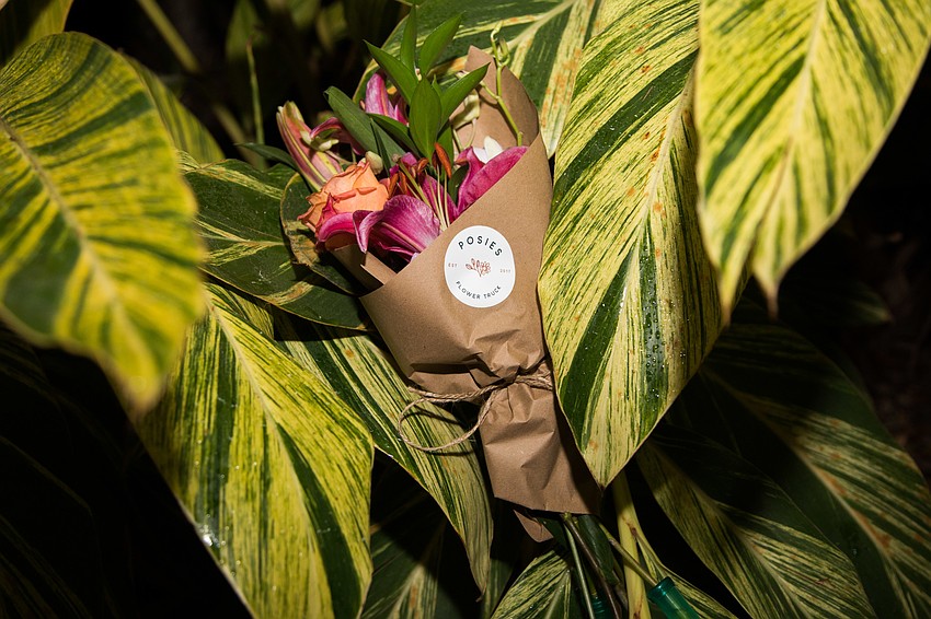 Guests received a bundle of flowers as they exited for the evening.