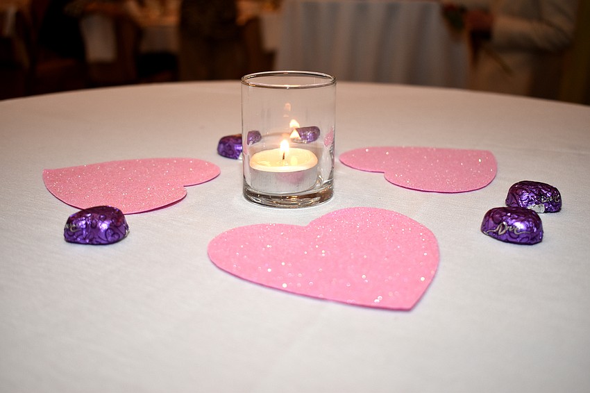 Hearts decorated some of the tables for Valentine’s Day.