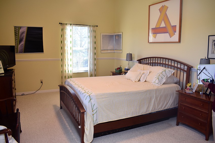 There are three guest bedrooms upstairs, two of which have a jack-and-jill bathroom.