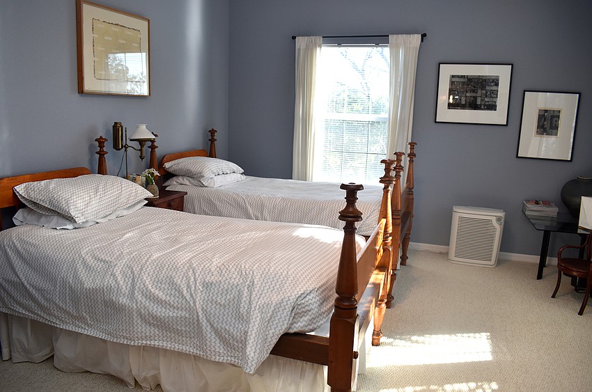There are three guest bedrooms upstairs, two of which have a jack-and-jill bathroom.