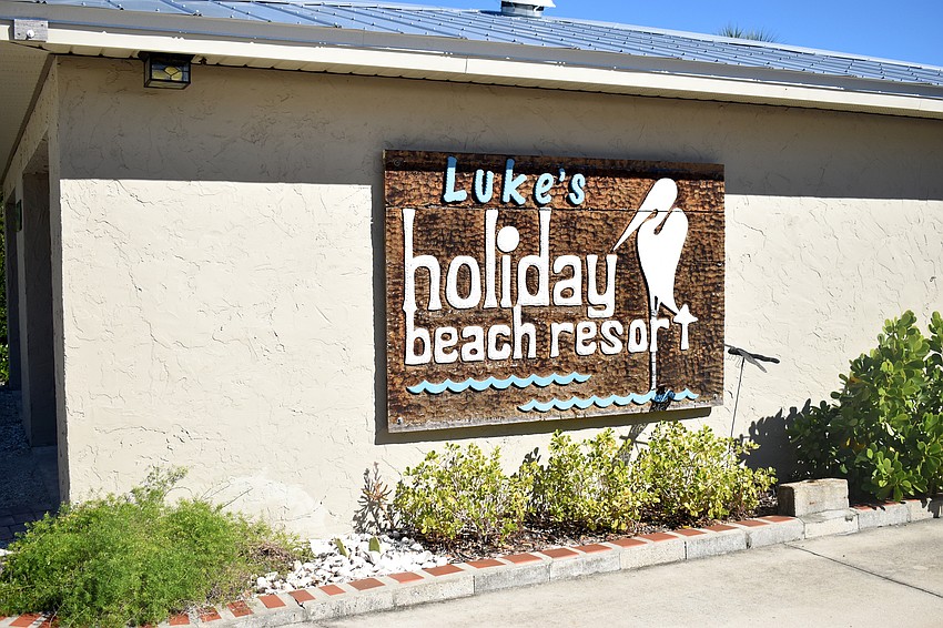 The pool, tiki bar and outdoor seating complete “Luke’s holiday beach resort.”