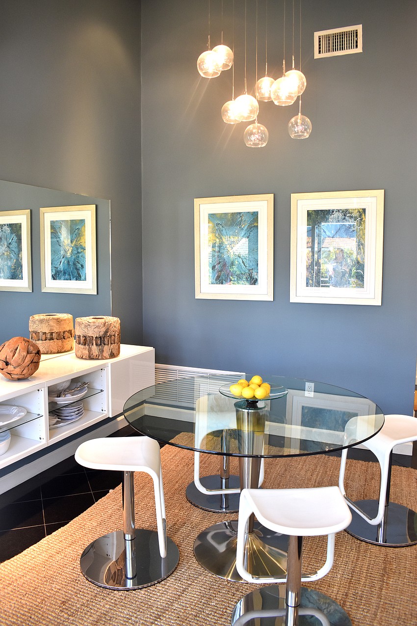 Off of the kitchen is a casual seating area.