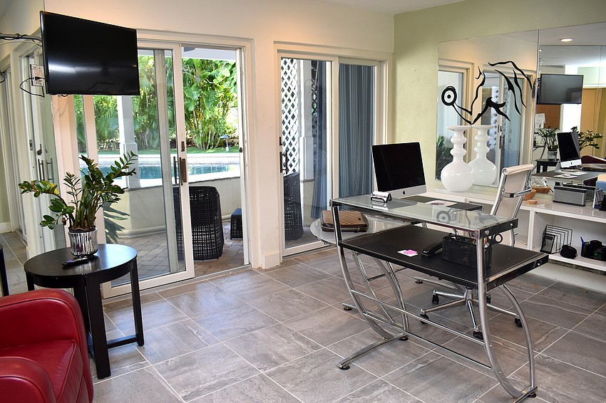 Heer uses the basement as an office, but it also features a cabana and a movie theater.