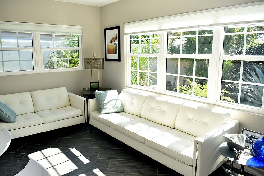 The  Gorins made this breakfast room into a living room that is part of the kitchen.