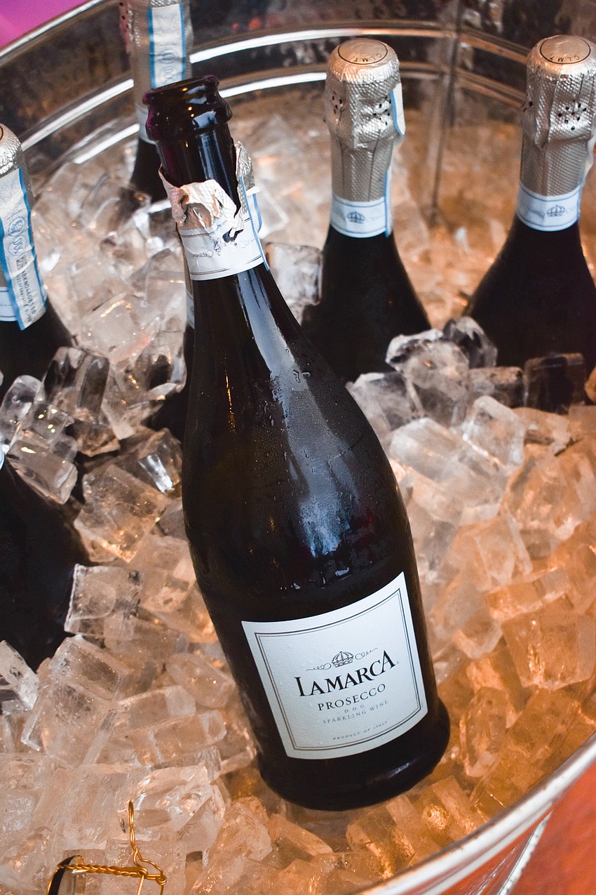 Bottles of champagne chilled for guests.