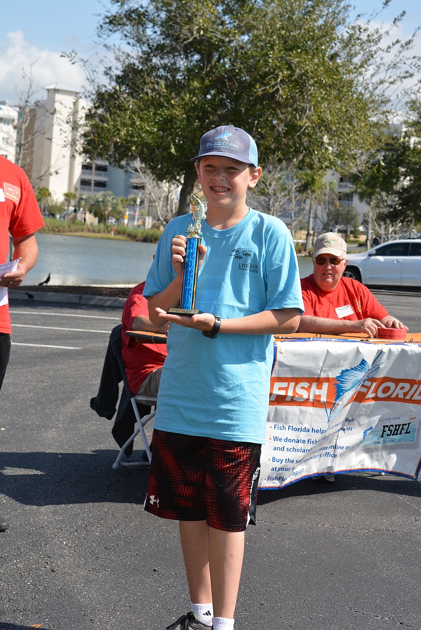 Lakewood Ranch 10-year-old Jackson McLeod took first place for his age division. He caught the largest fish of the tournament, a 28.5-inch gar.