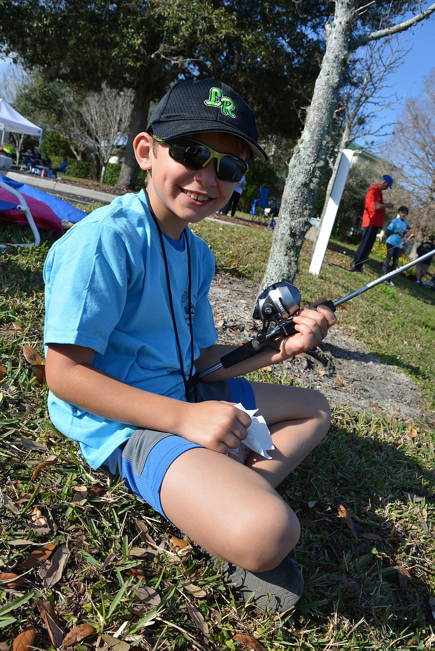 Eight-year-old Christian Pereira, of Lakewood Ranch, used fake bait instead of worms.
