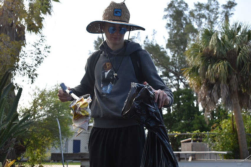 Joshua Moore found mostly plastic and bottles.