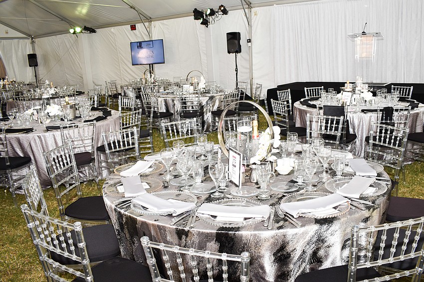 Dinner was served under the tent on the bayfront.