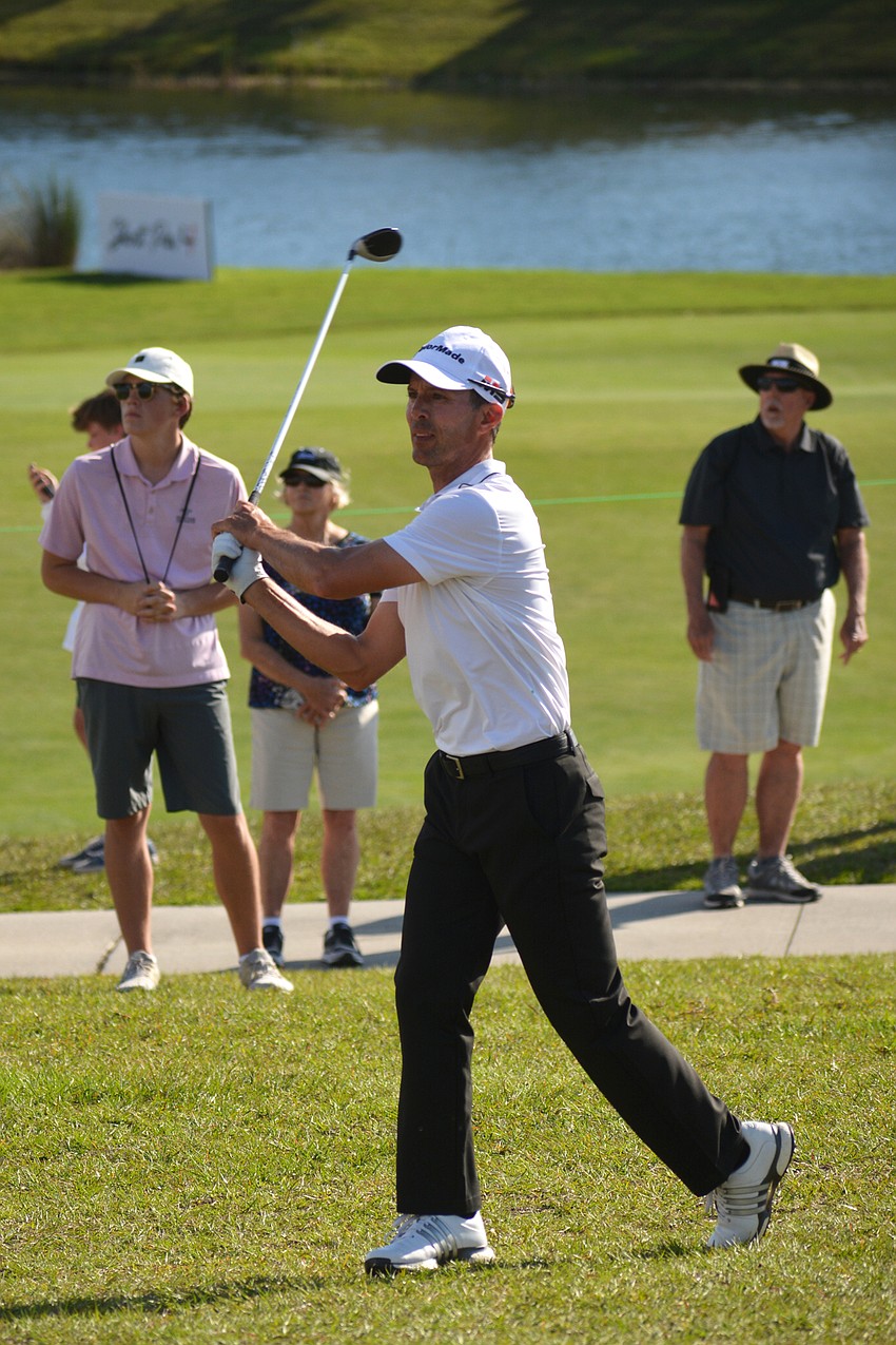 Former Masters winner Mike Weir hits a shot from the rough during the LECOM Suncoast Classic at Lakewood National. Weir finished tied for 35th at 10 under par.
