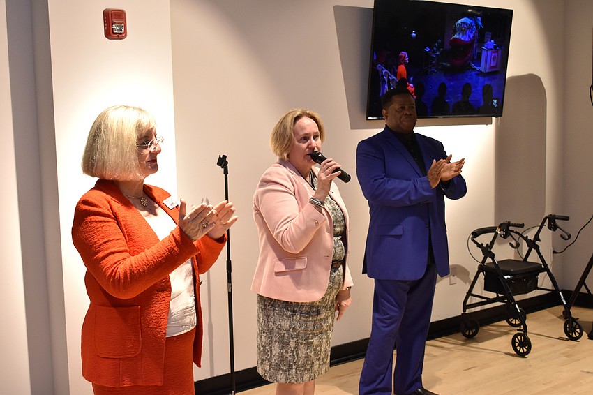 WBTT Board of Trustees Chairwoman Marian Moss, Executive Director Julie Leach and Founder and Artistic Director Nate Jacobs