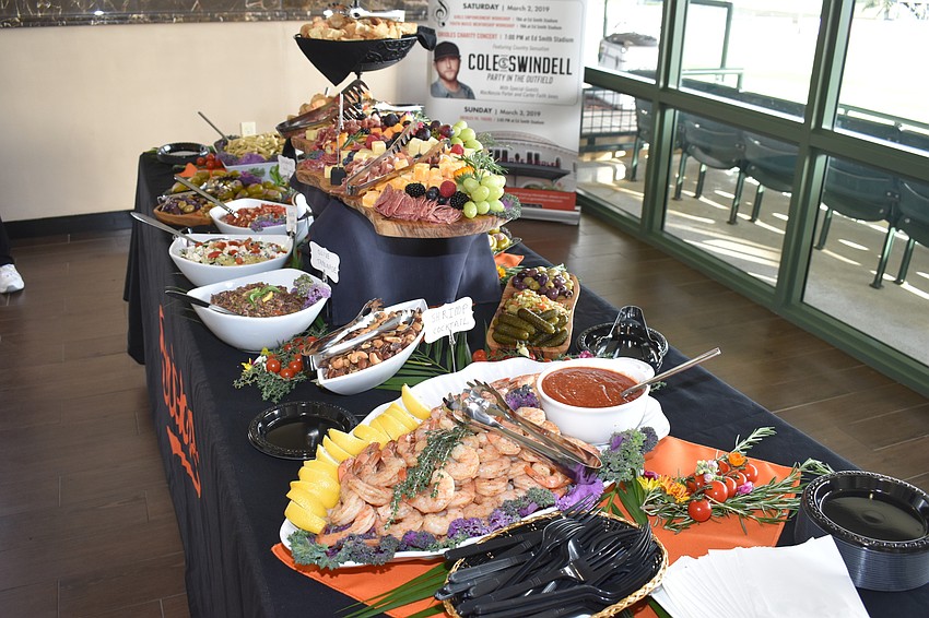 A buffet of different foods was offered to the event-goers.