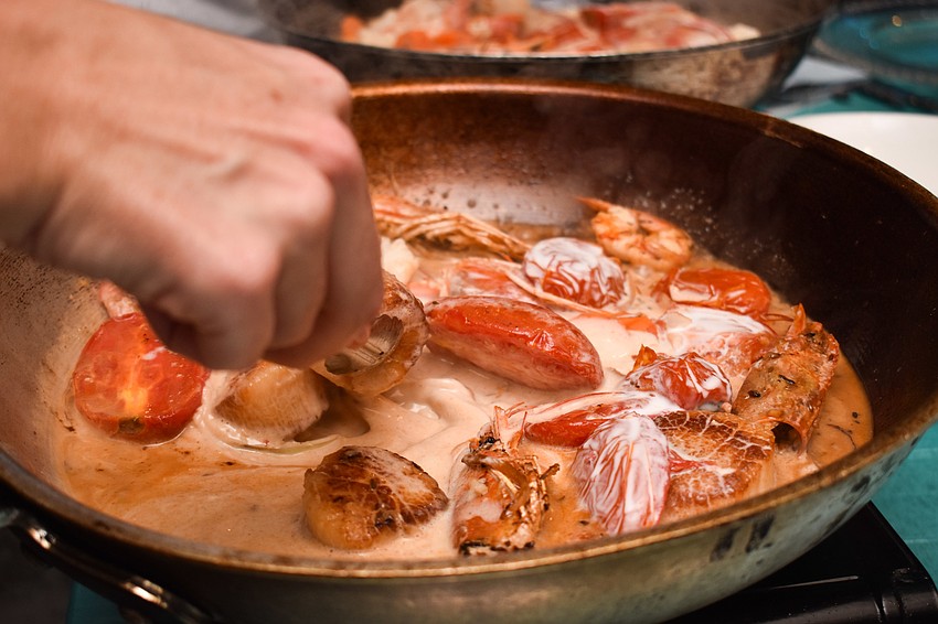 The lunch consisted of three courses plus dessert.