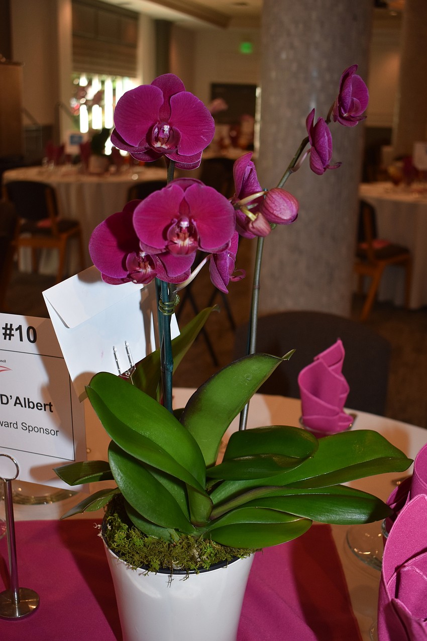 The orchids, which served as the centerpiece for the tables, were for sale for a $30 donation.