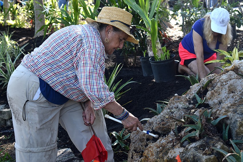 Niki Muller was one of 30 volunteers to install new plants around Public Works. Muller helped decide which plants should go where.