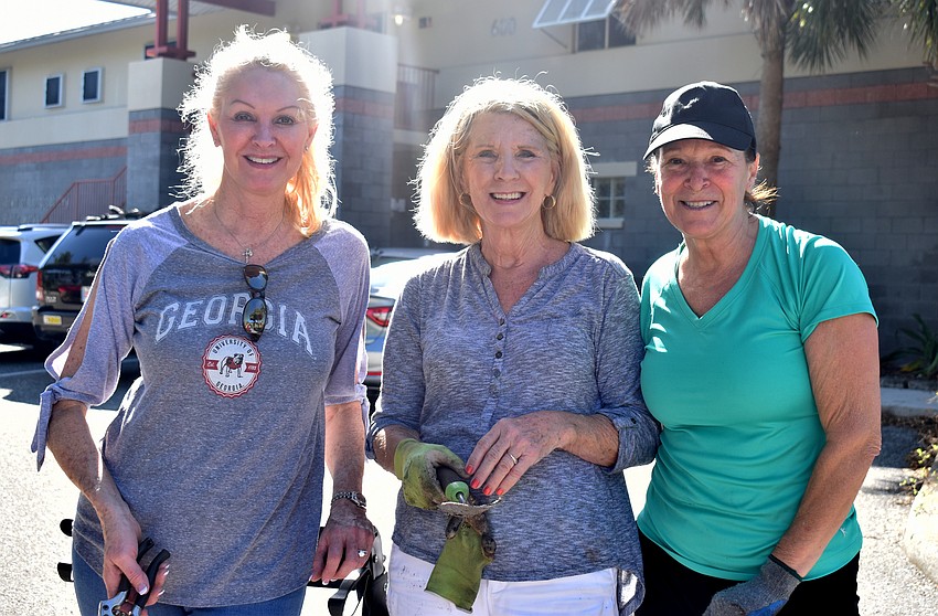 Garden Club President Susan Phillips, Barbara Gurchiek and Dee Harmer
