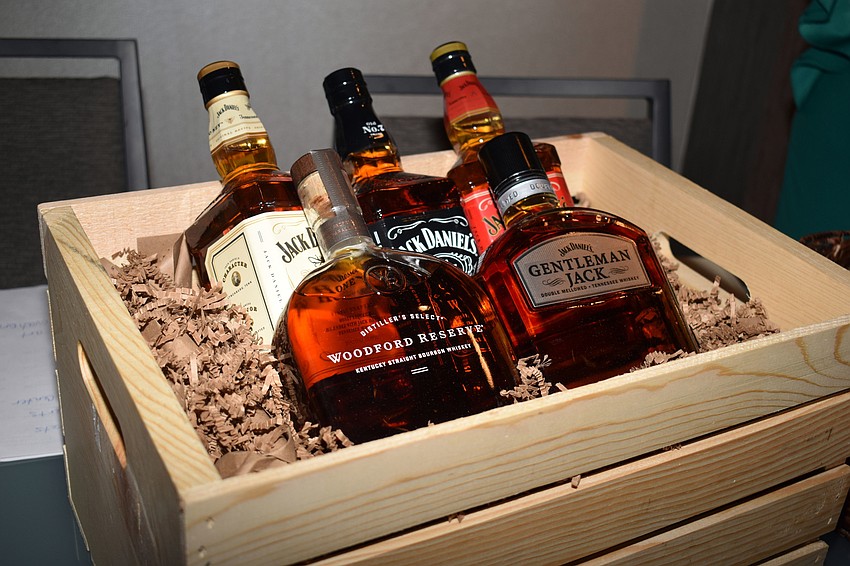 A box of liquor was just one of the many prizes guests could win in the raffle.