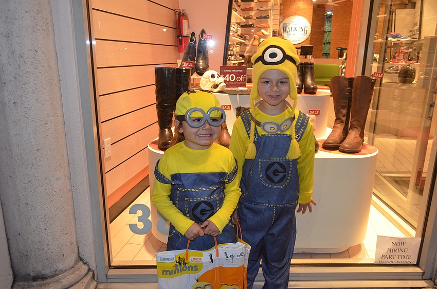 Bella Amador, 4, with sister, Devyn, 5, as minions